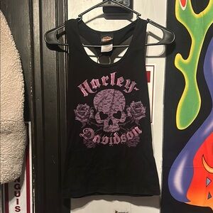 Harley-Davidson Black Tank with Purple Skull Design